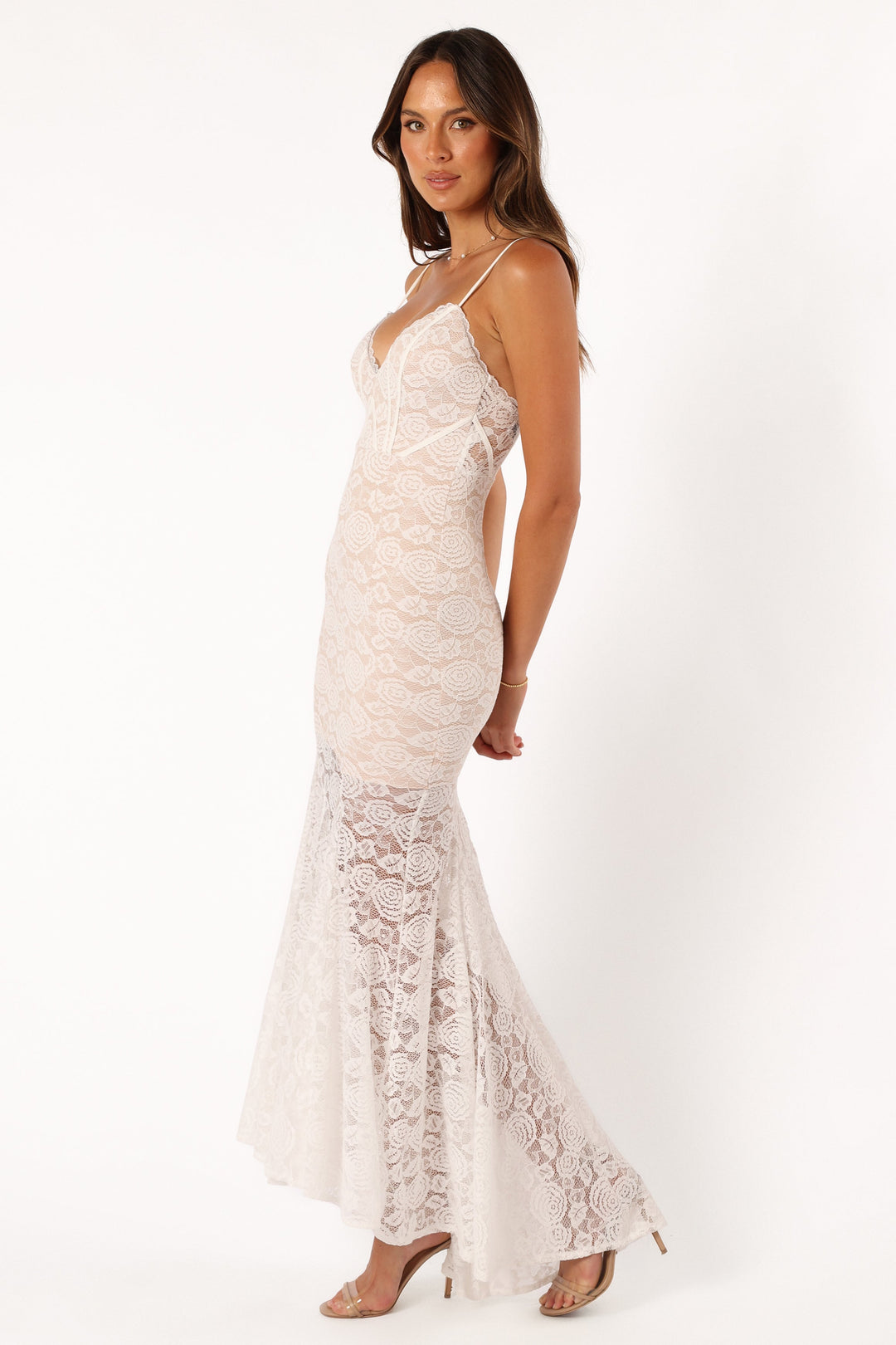 Kinny Lace Maxi Dress - White