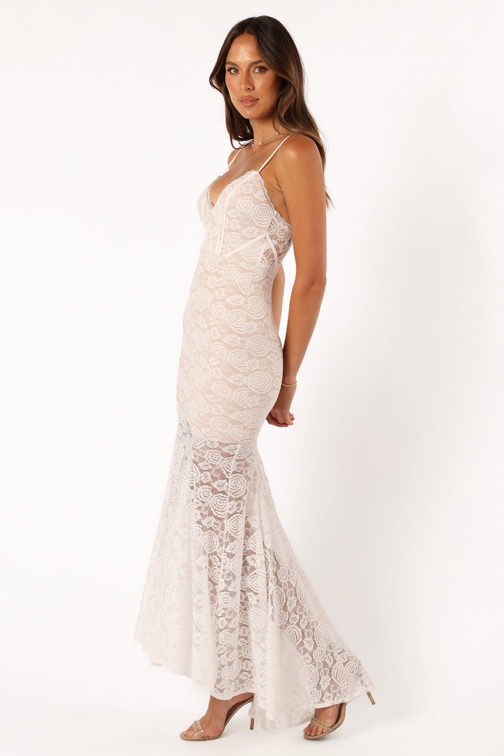 Kinny Lace Maxi Dress - White