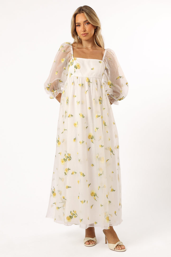 Kordyn Maxi Dress - White Yellow Floral
