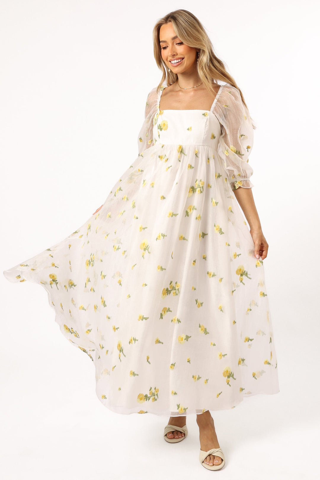 Kordyn Maxi Dress - White Yellow Floral