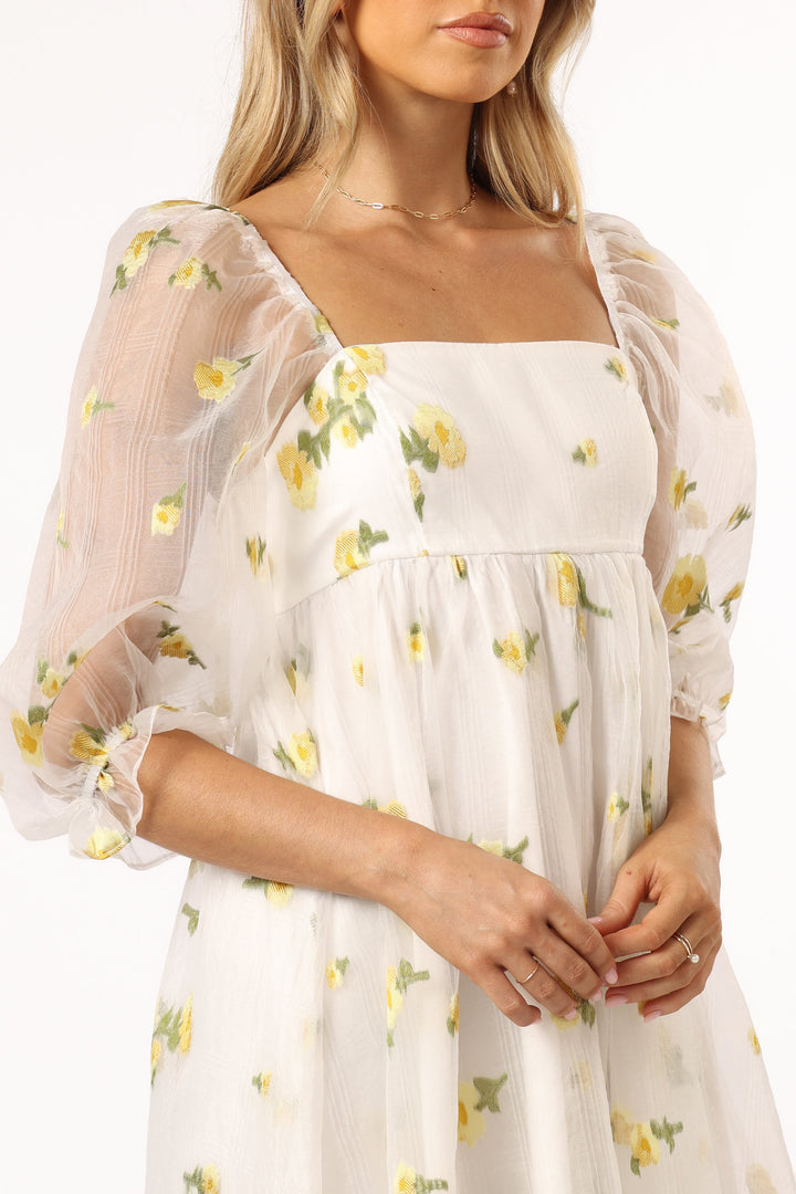 Kordyn Maxi Dress - White Yellow Floral