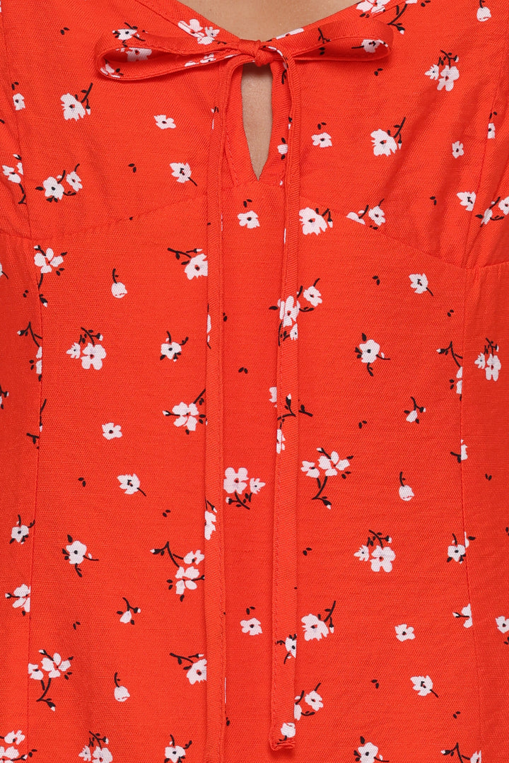 Lacey Mini Dress - Red Floral