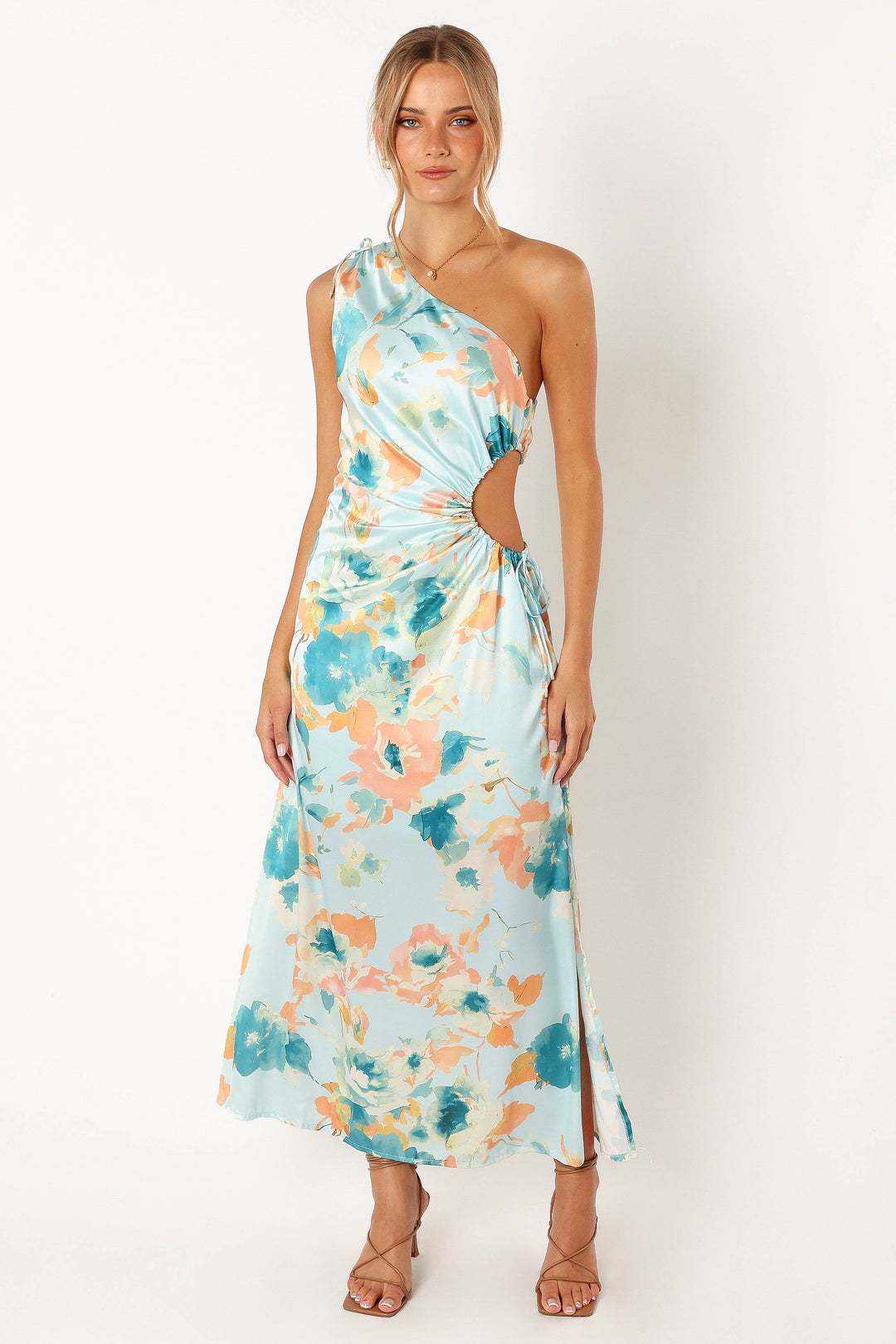 Leighton One Shoulder Midi Dress - Light Blue