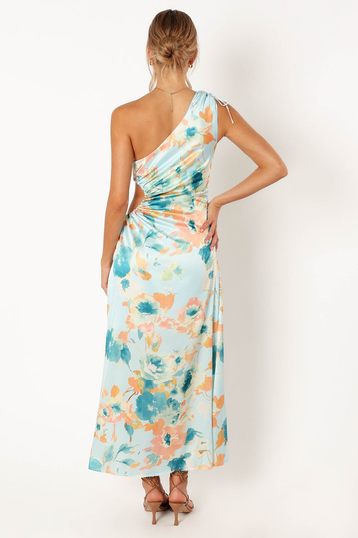 Leighton One Shoulder Midi Dress - Light Blue