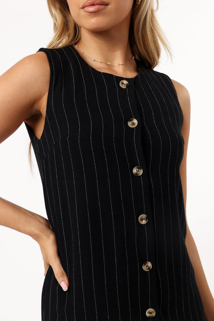Leslie Mini Dress - Black Stripe