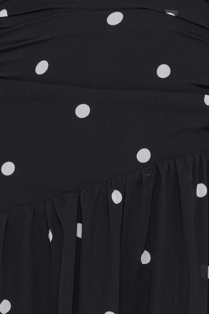 Levine Maxi Dress - Black Polka Dot
