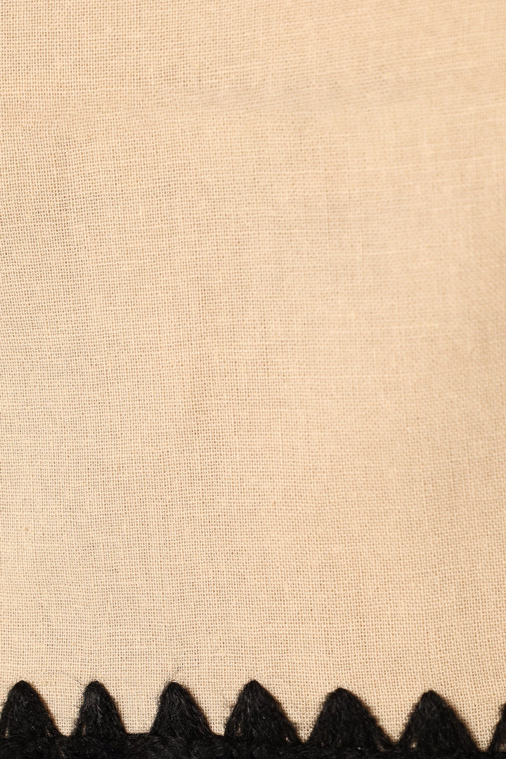 Lino Contrast Trim Mini Dress - Cream Black
