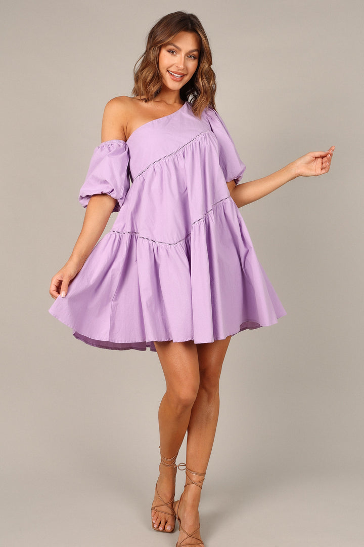 Lottie Off Shoulder Mini Dress - Lilac