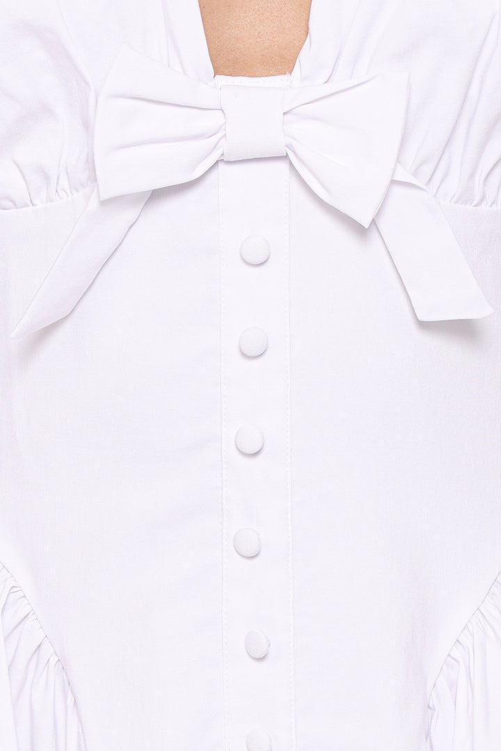 Lyssa Bow Front Mini Dress - White