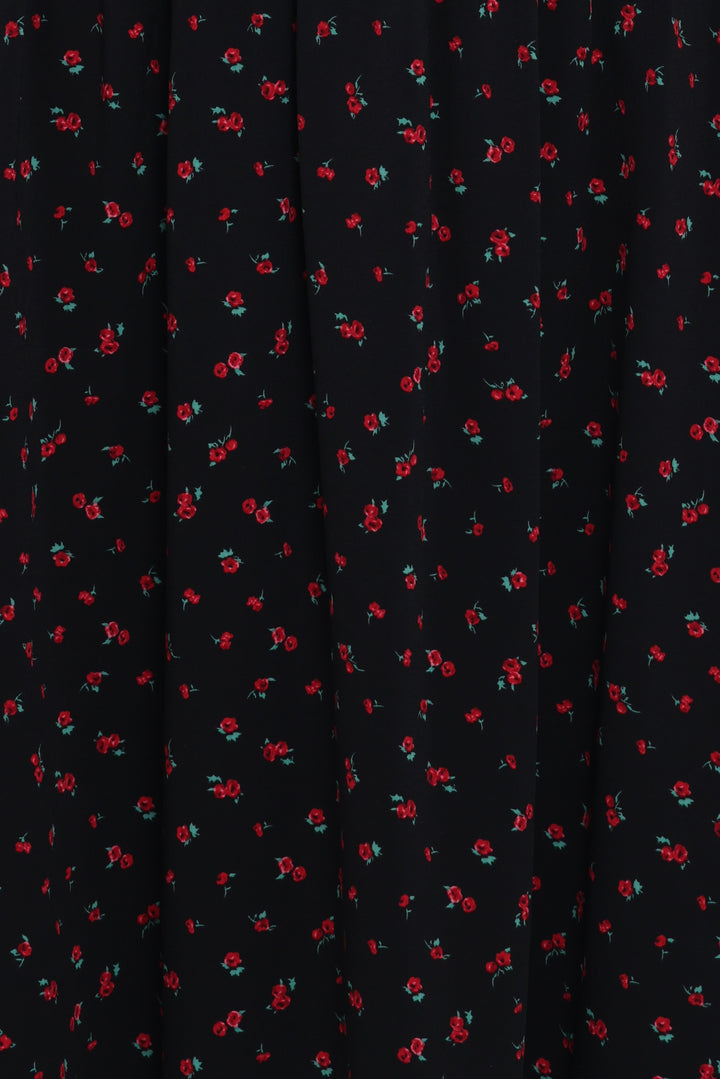 Melantha Midi Dress - Black Floral