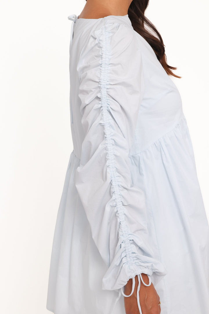 Micaela Long Sleeve Mini Dress - Baby Blue