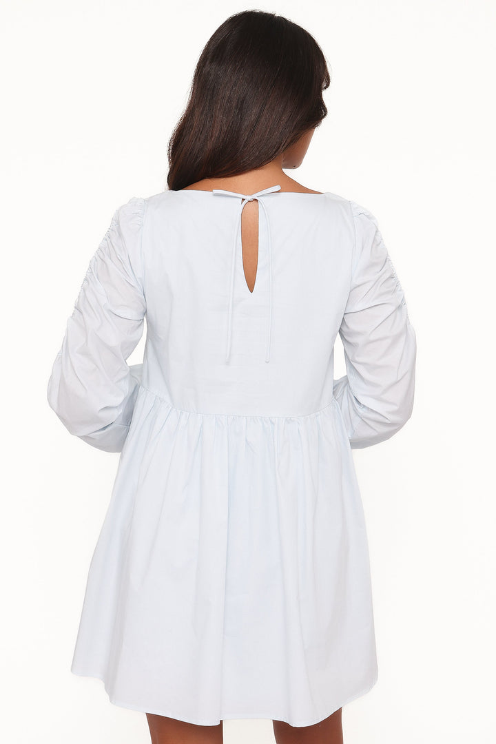 Micaela Long Sleeve Mini Dress - Baby Blue
