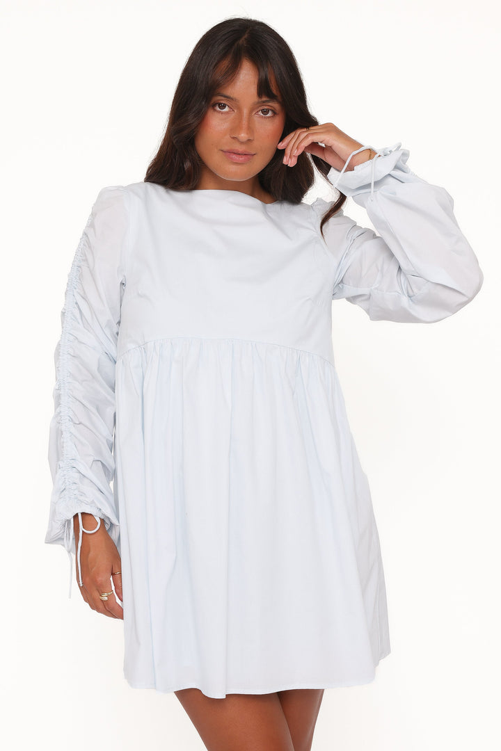 Micaela Long Sleeve Mini Dress - Baby Blue