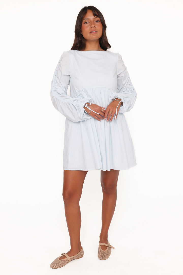 Micaela Long Sleeve Mini Dress - Baby Blue