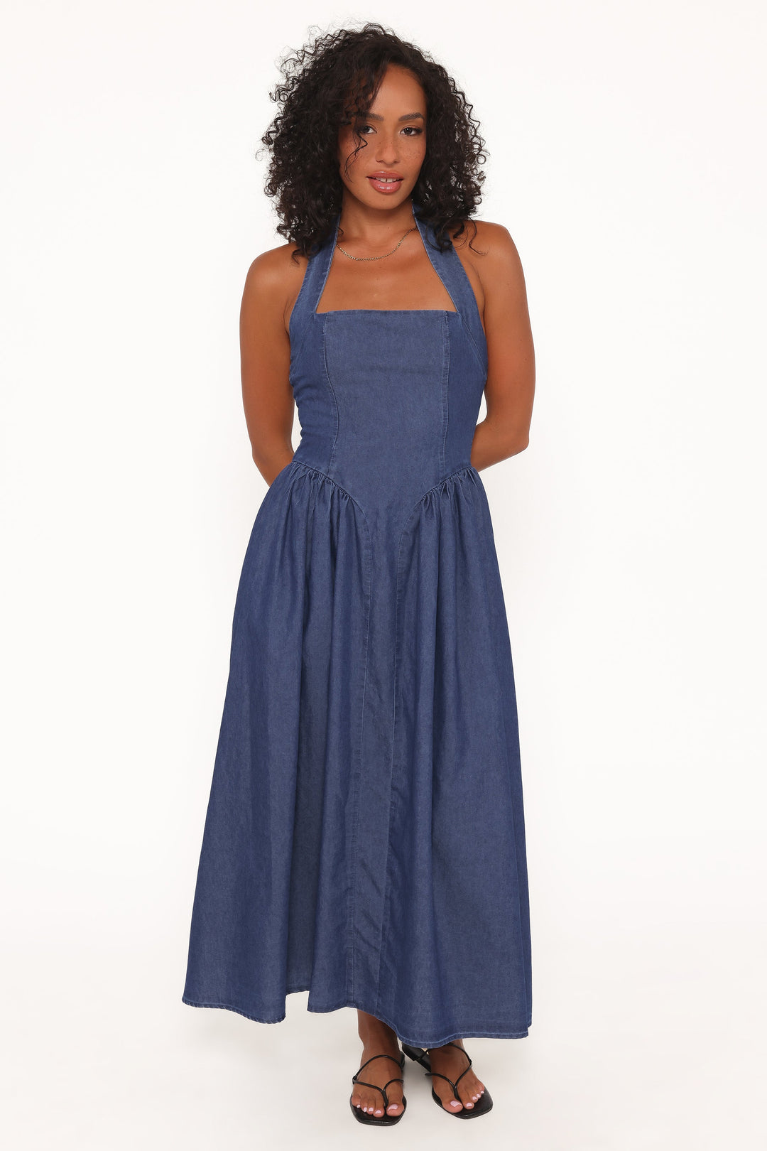 Milford Halterneck Midi Dress - Dark Denim
