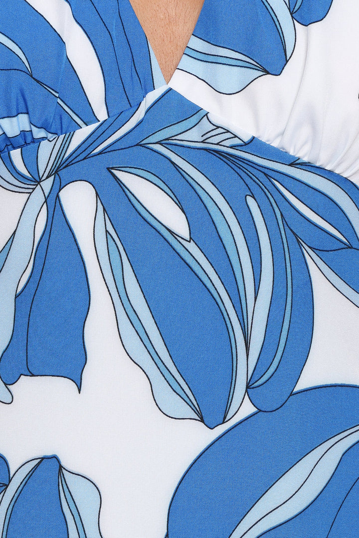 Minyama Halterneck Mini Dress - Blue Palm