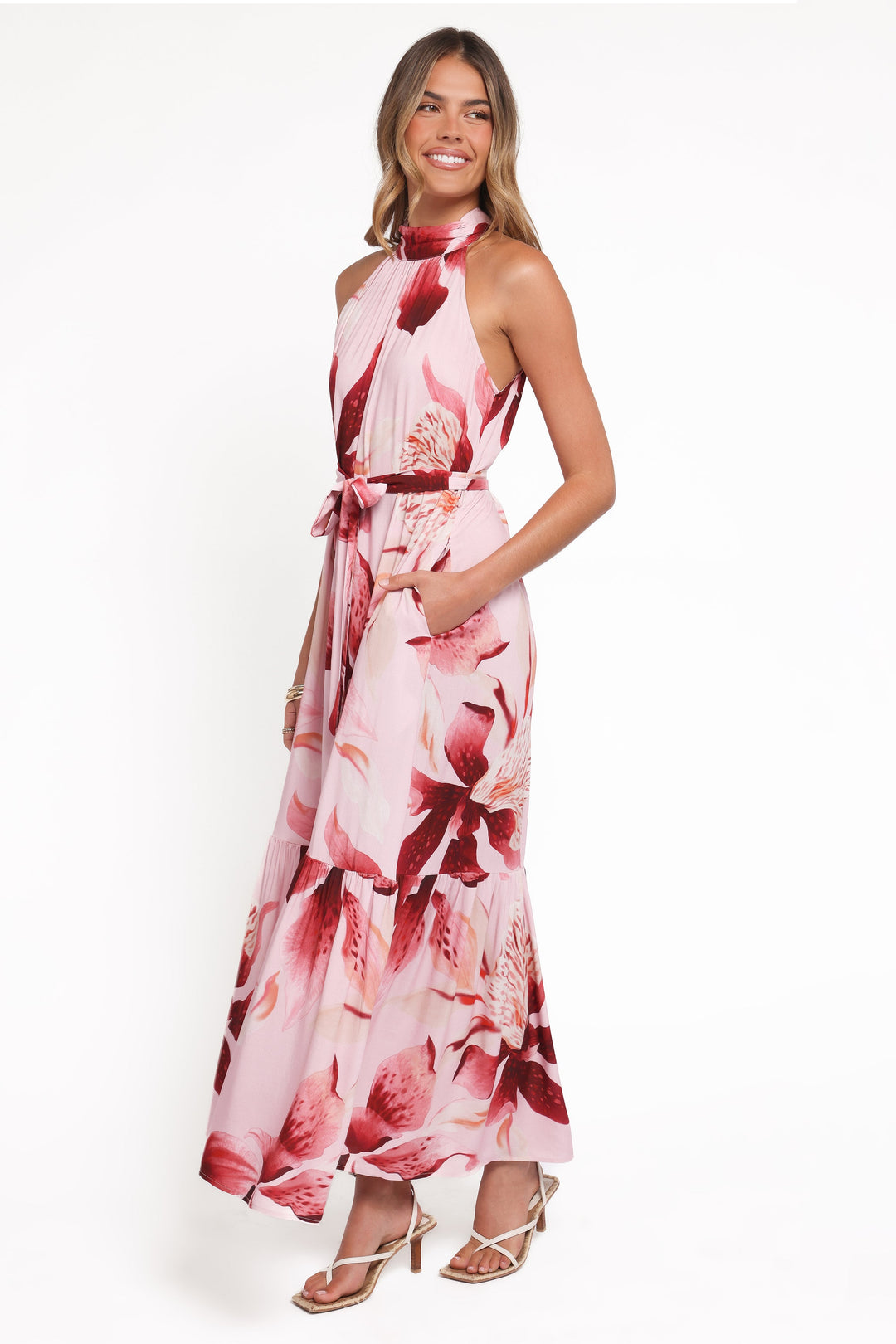 Monae Halterneck Maxi Dress - Blush Lily