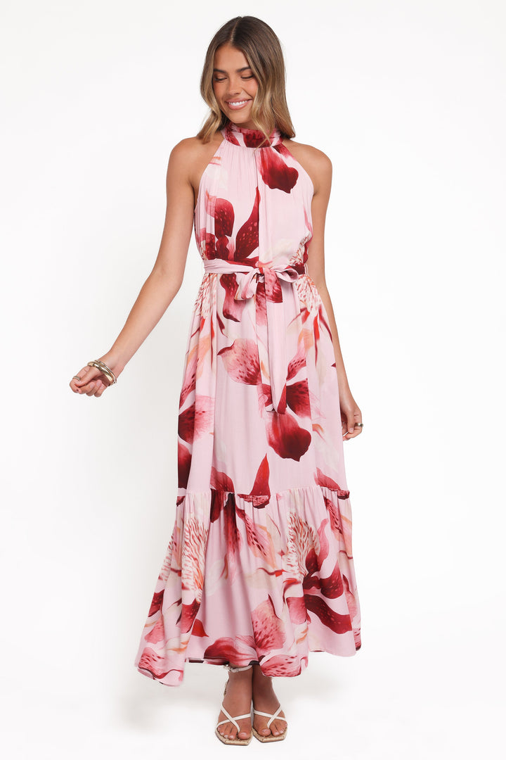 Monae Halterneck Maxi Dress - Blush Lily