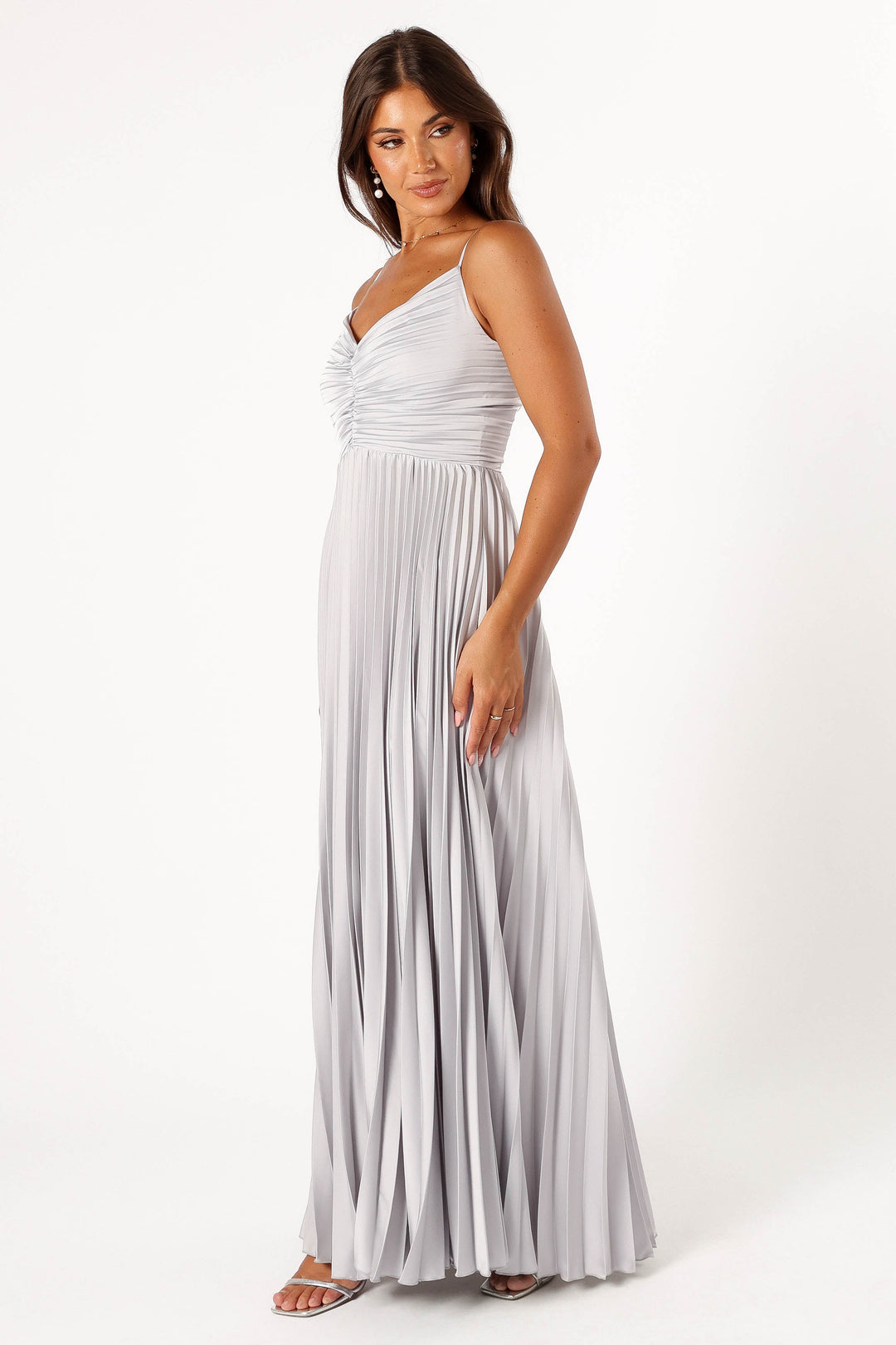 Naira Pleated Maxi Dress - Silver