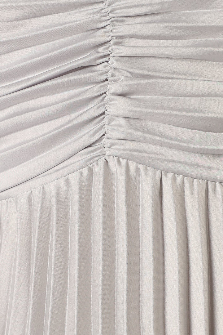 Naira Pleated Maxi Dress - Silver