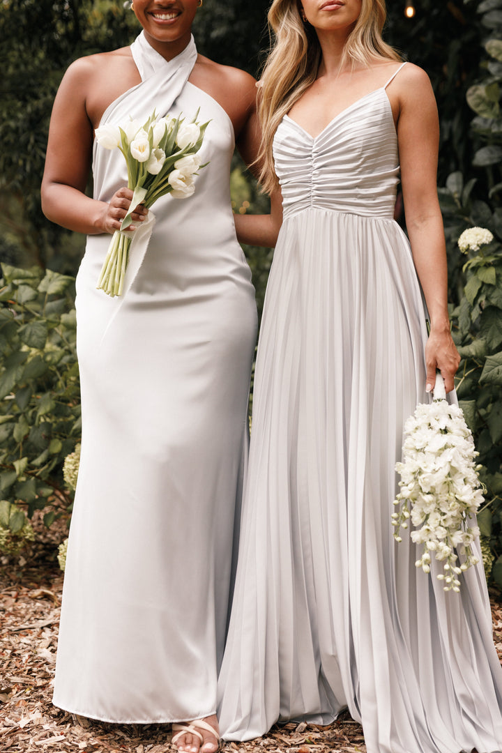Naira Pleated Maxi Dress - Silver