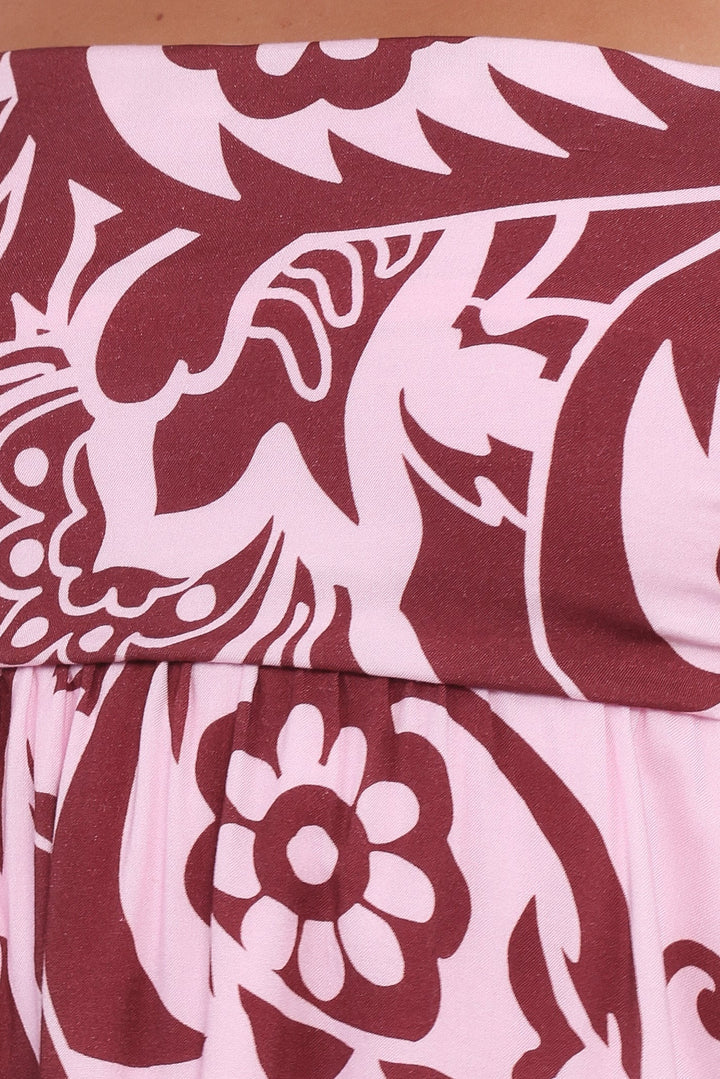 Ottilia Mini Dress - Pink Brown Paisley