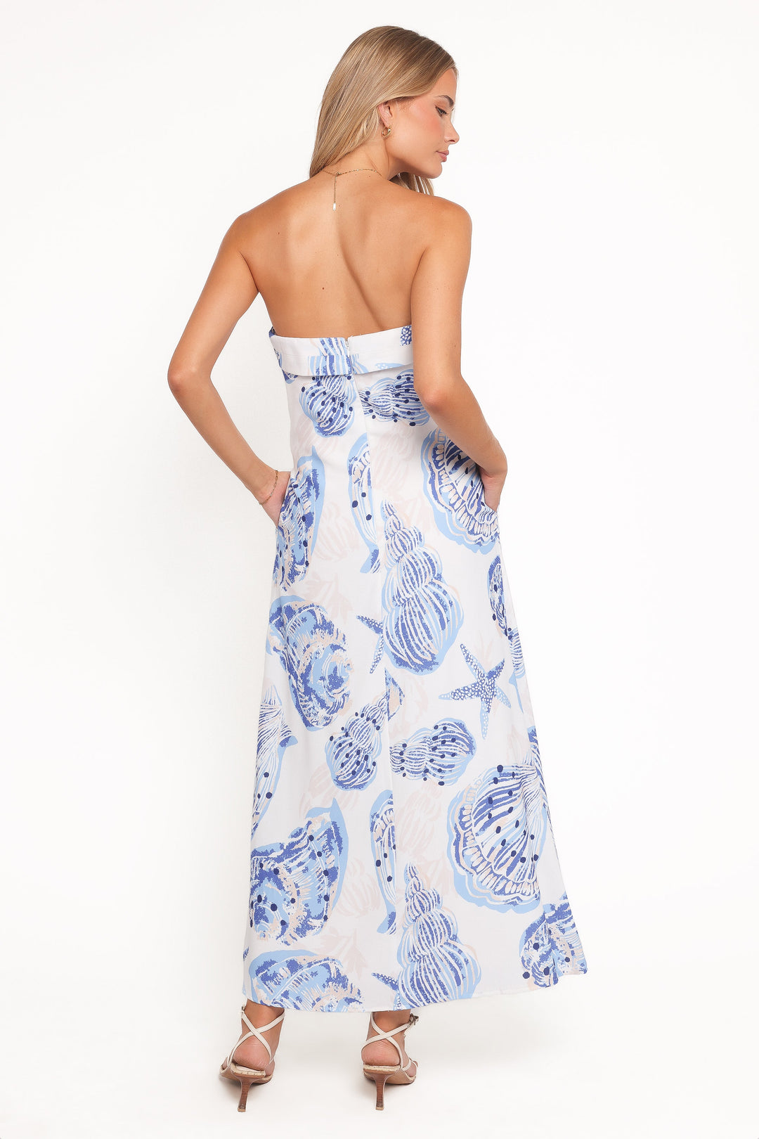 Peregian Strapless Maxi Dress - Blue Seashells