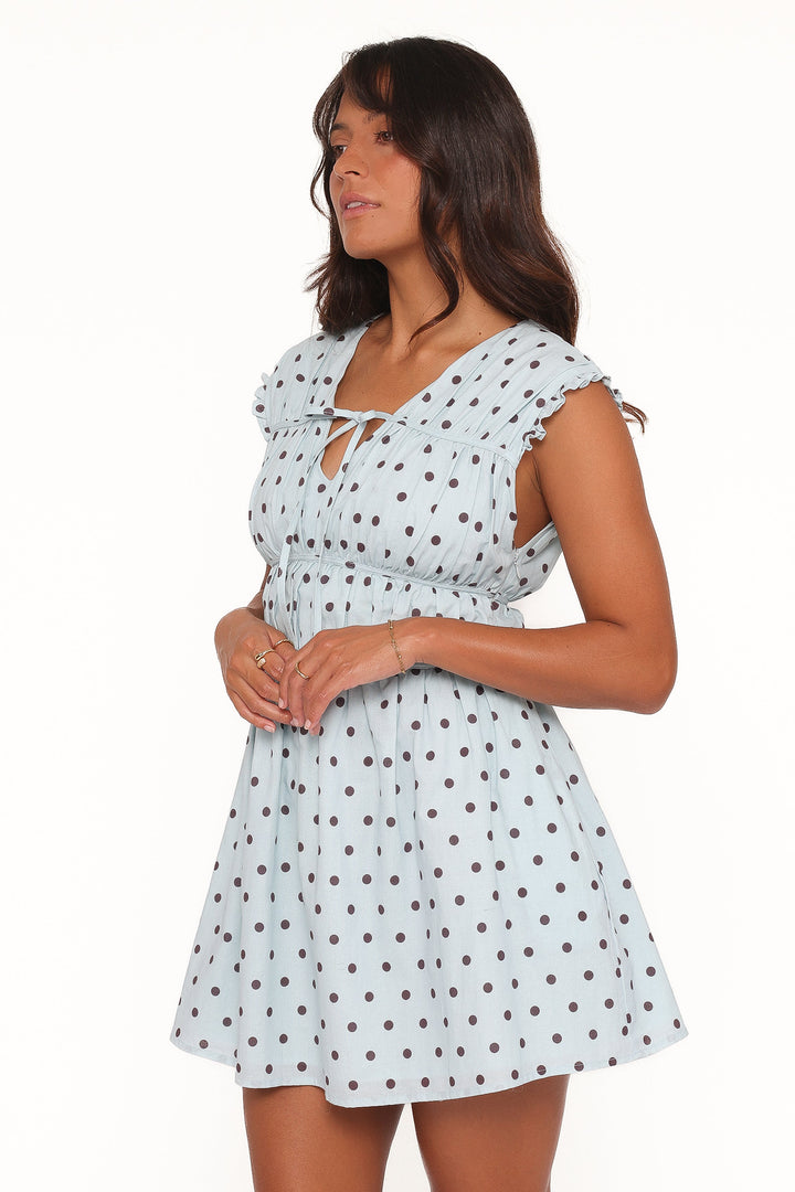 Pipper Mini Dress - Blue Polka Dot