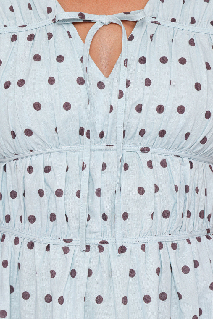 Pipper Mini Dress - Blue Polka Dot