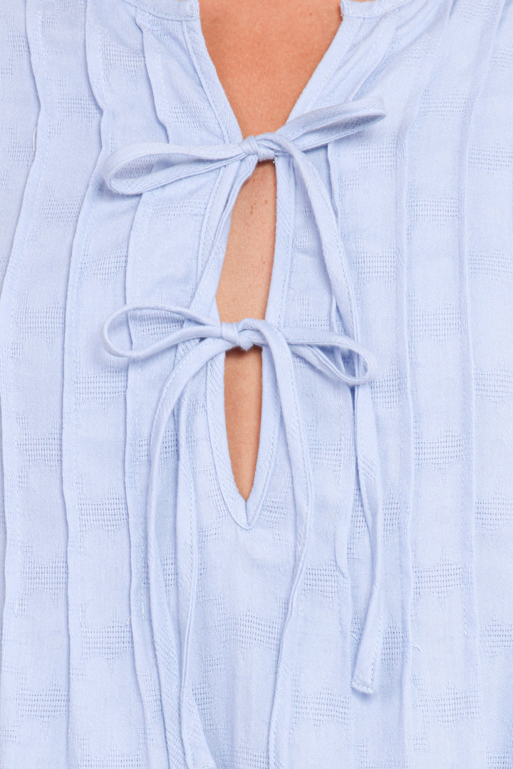 Ridley Long Sleeve Mini Dress - Pale Blue
