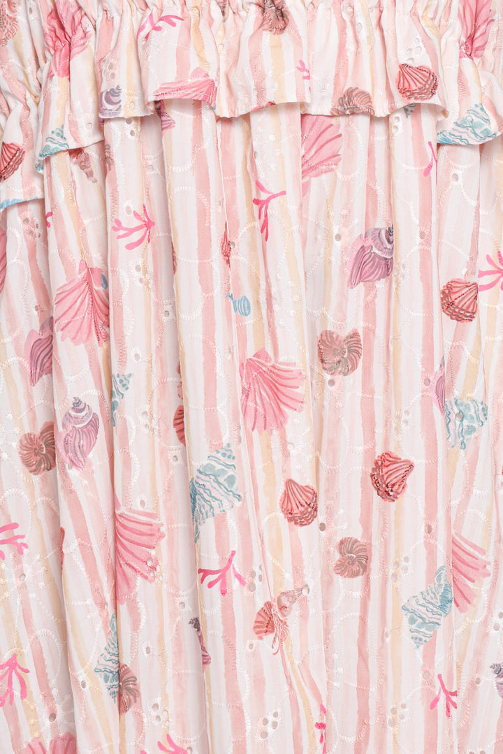 Ross Frill Strap Maxi Dress - Beach Print