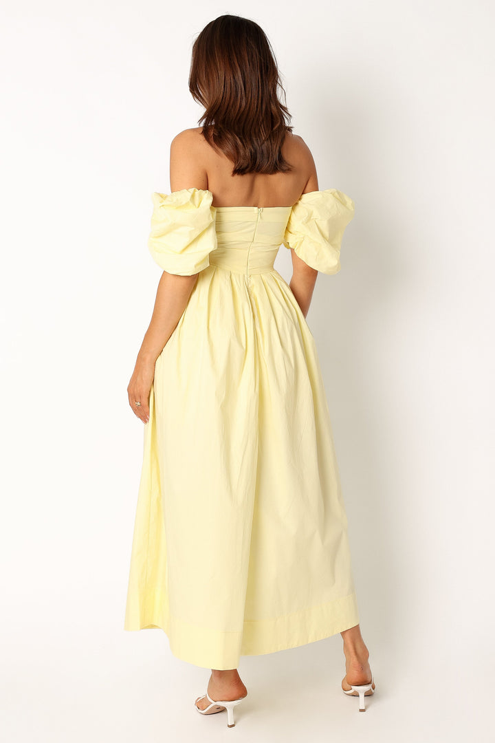 Solana Off Shoulder Midi Dress - Yellow