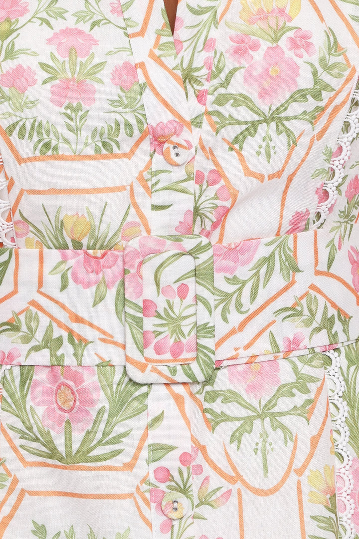 Thalira Short Sleeve Maxi Dress - Pink Floral