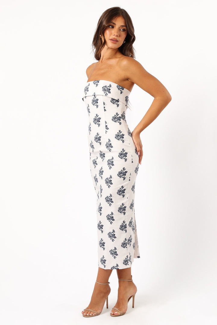 Toni Strapless Midi Dress - Off White