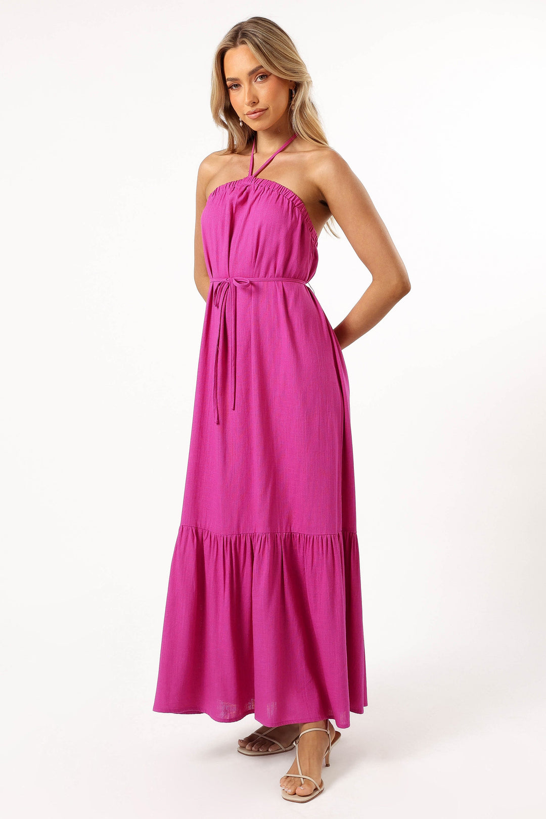 View Halterneck Maxi Dress - Magenta
