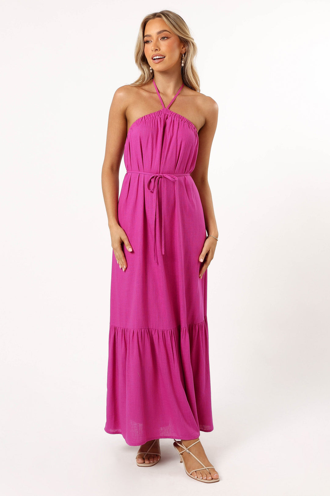 View Halterneck Maxi Dress - Magenta