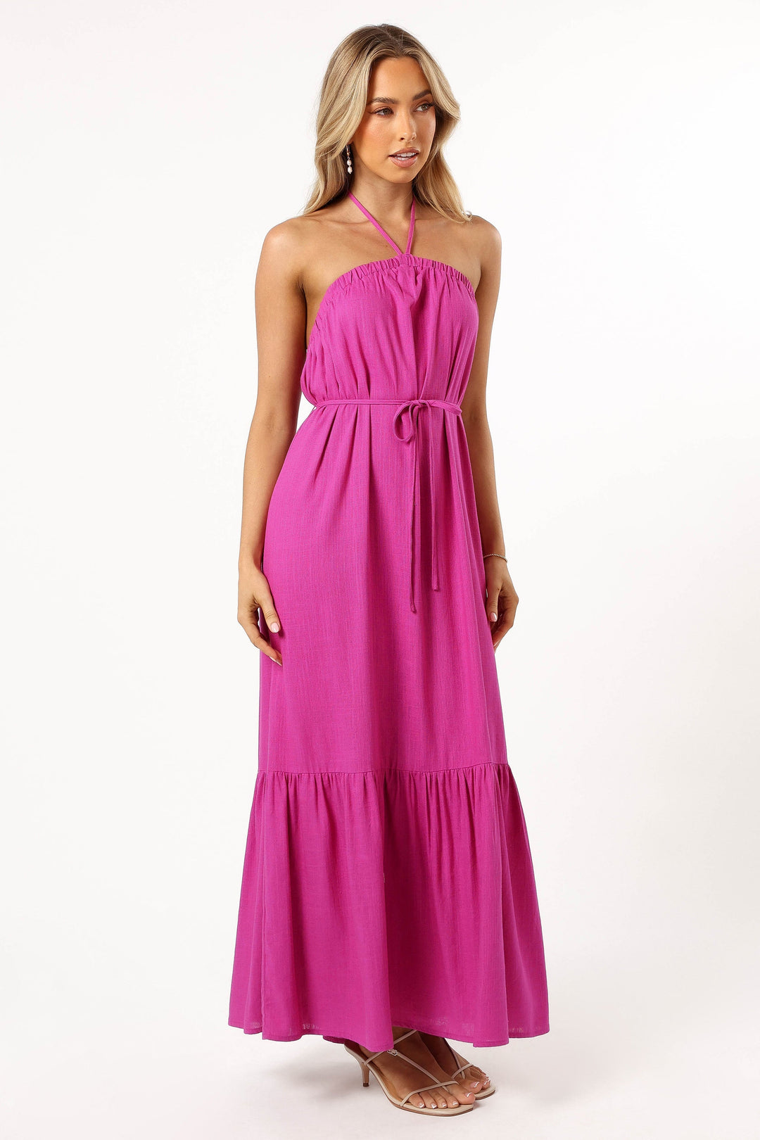 View Halterneck Maxi Dress - Magenta