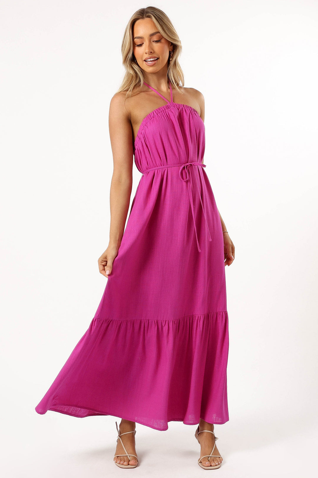View Halterneck Maxi Dress - Magenta