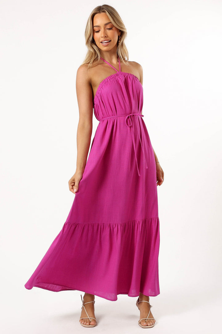 View Halterneck Maxi Dress - Magenta