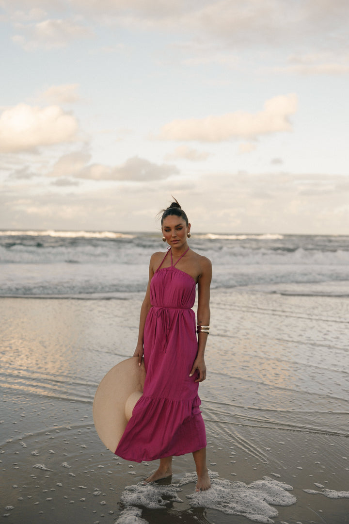View Halterneck Maxi Dress - Magenta