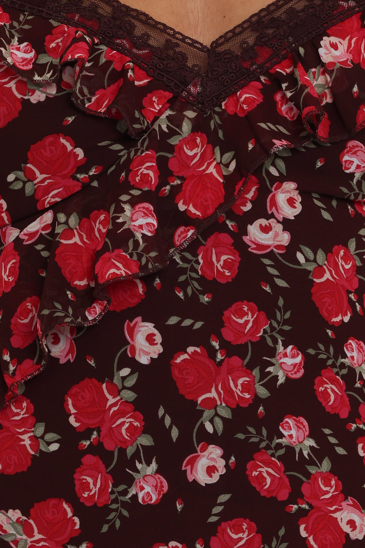 Virginia Maxi Dress - Brown Floral