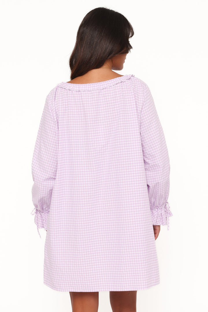 Wendy Mini Dress - Lilac Gingham