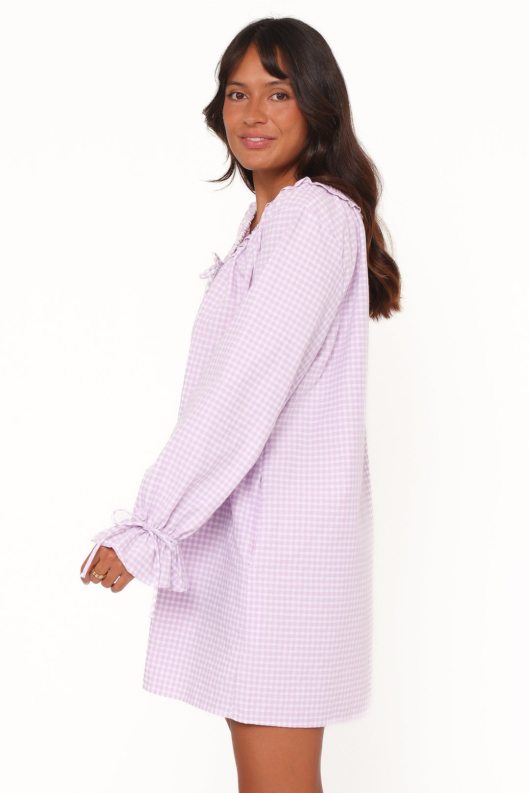 Wendy Mini Dress - Lilac Gingham