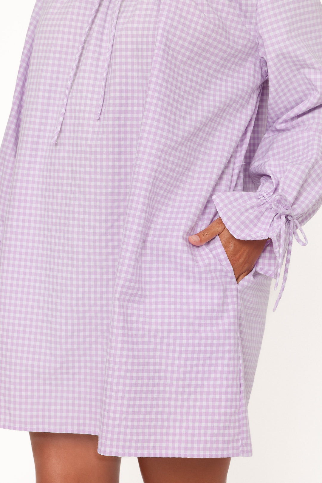 Wendy Mini Dress - Lilac Gingham