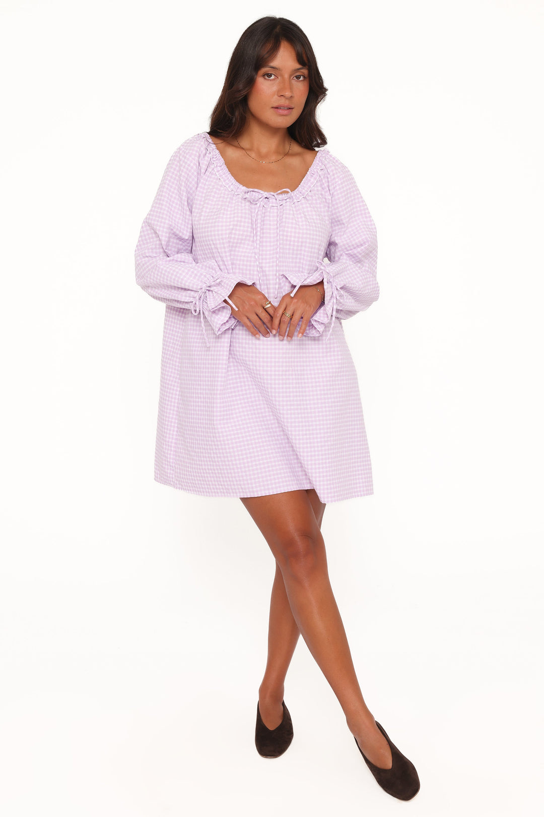 Wendy Mini Dress - Lilac Gingham