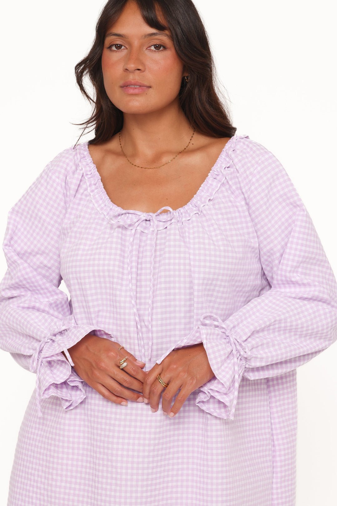 Wendy Mini Dress - Lilac Gingham