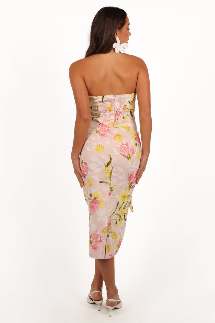 Willa Strapless Midi Dress - Acacia Blossom
