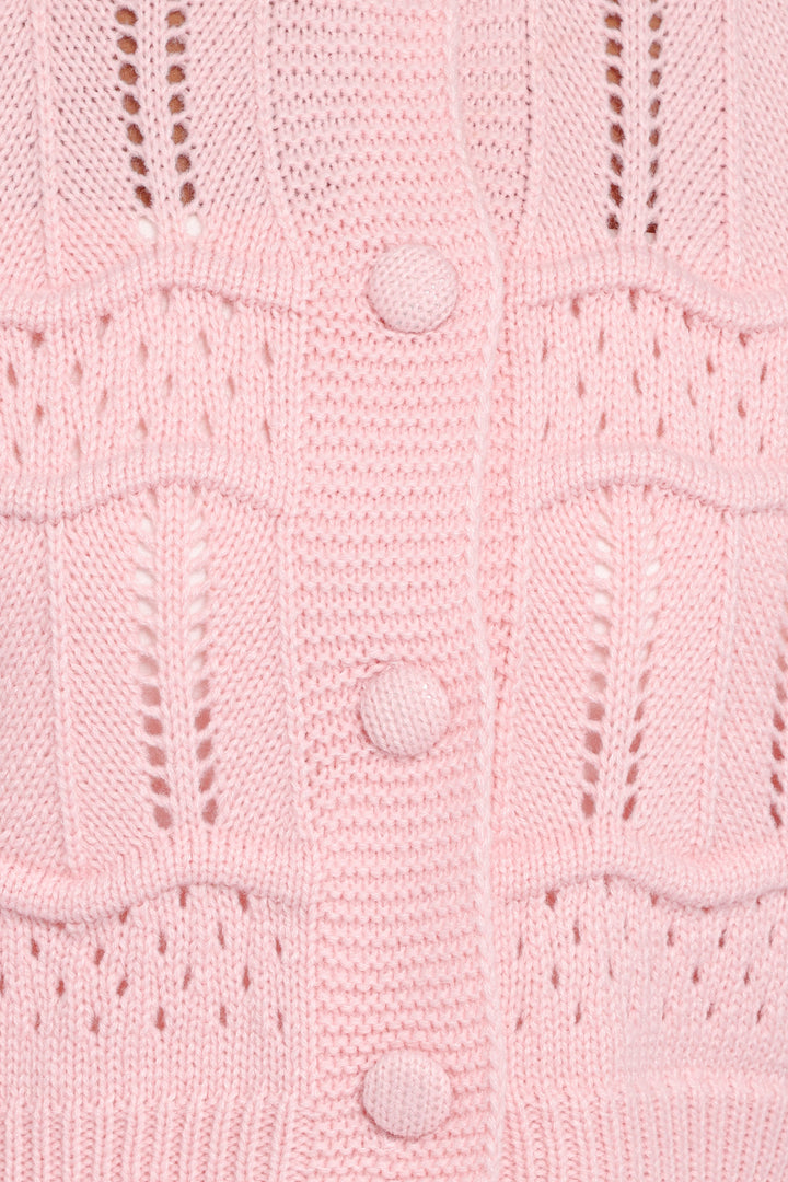 Aidy Crop Button Front Cardigan - Pink