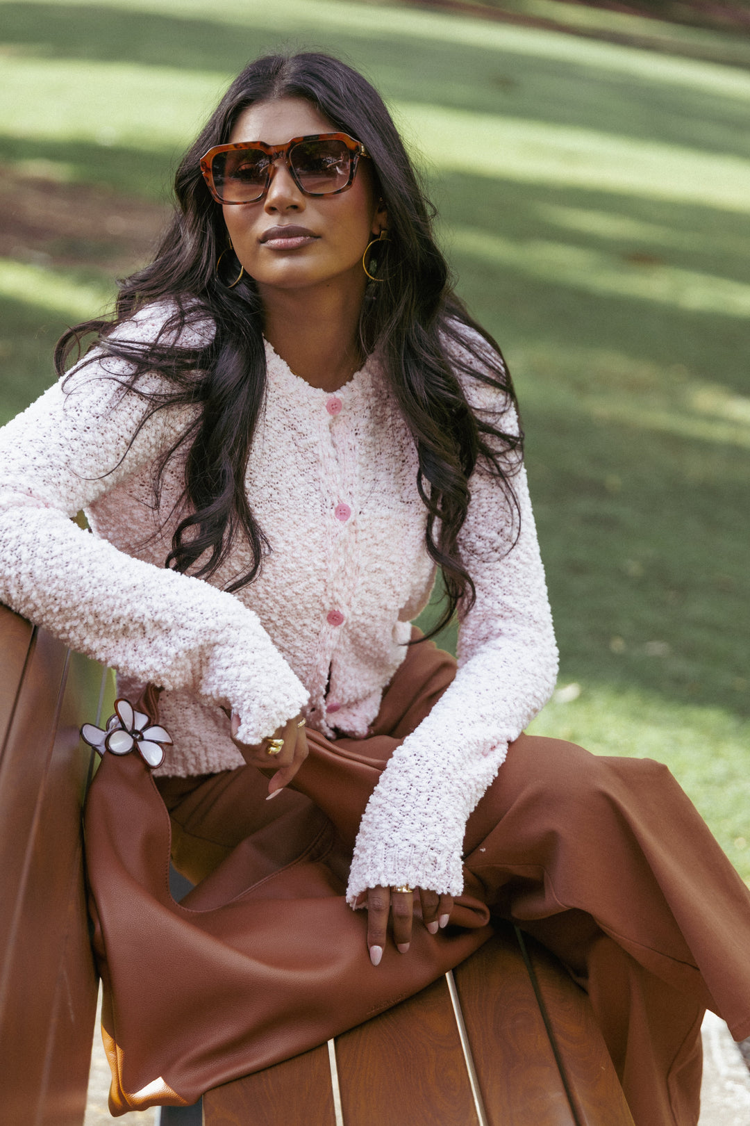 Ally Texture Cardigan - Pink
