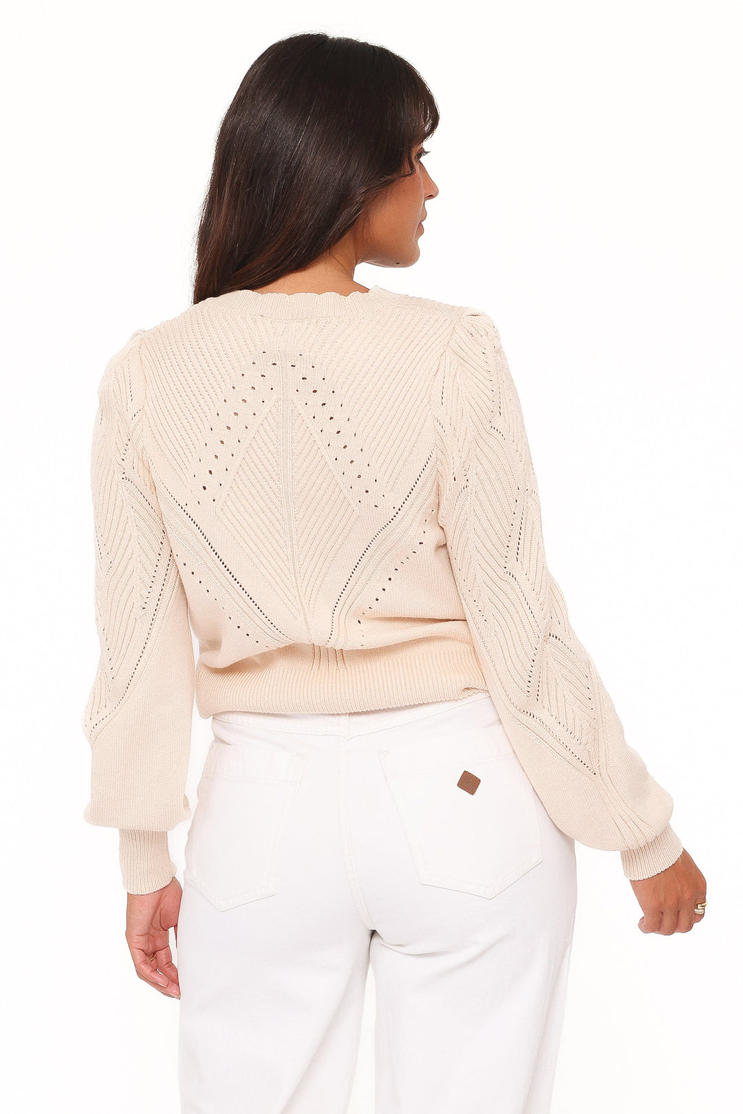 Annika Puff Sleeve Cardigan - Cream